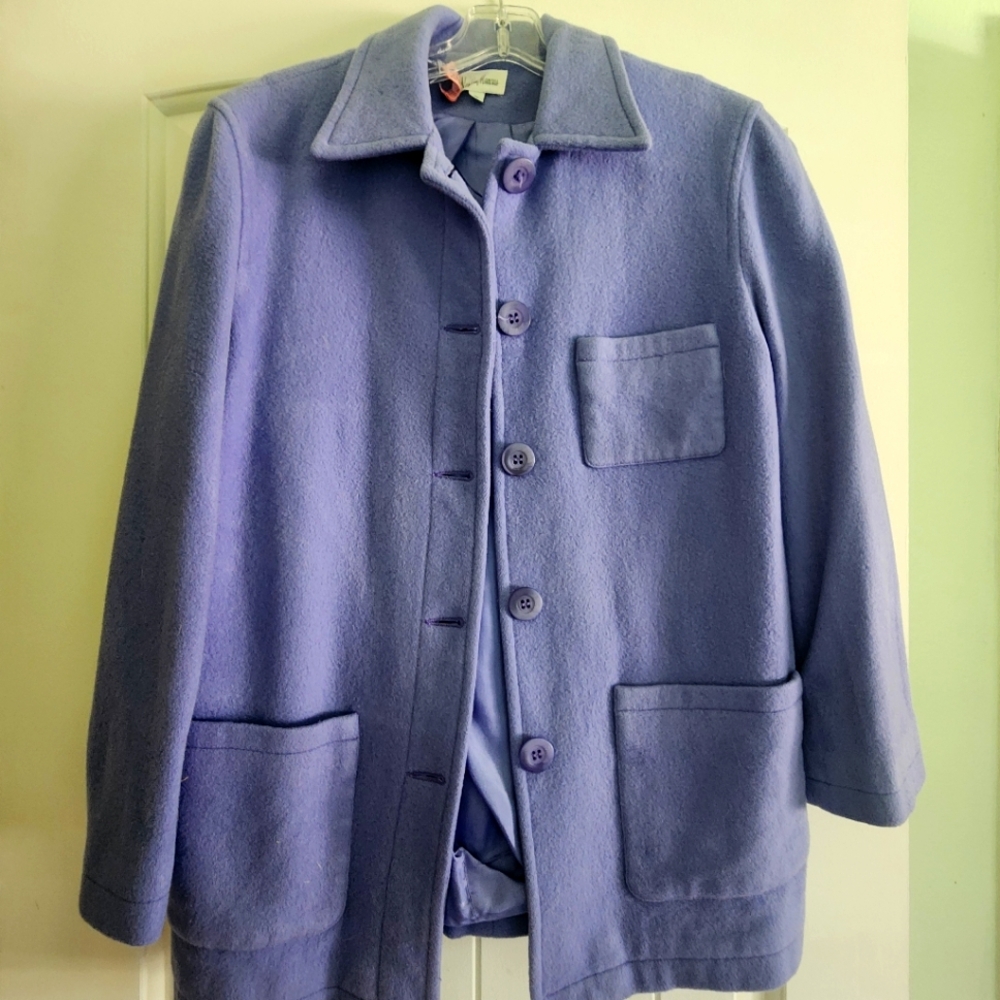 Vintage Neiman Marcus Purple Lambswool Jacket Classic Collar
